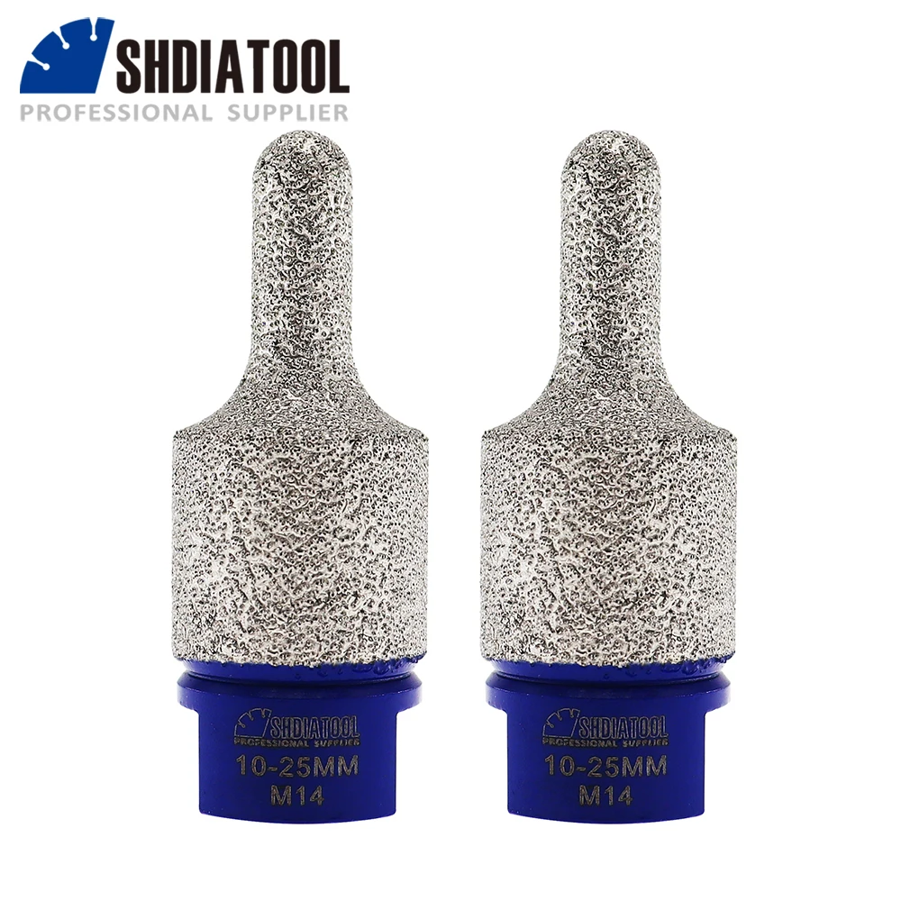 

SHDIATOOL 2pcs Diamond Milling Crown Dia10mmx25mm Finger Bits For Porcelain Tile Enlarge Holes Marble Grinding Rod M14 Thread