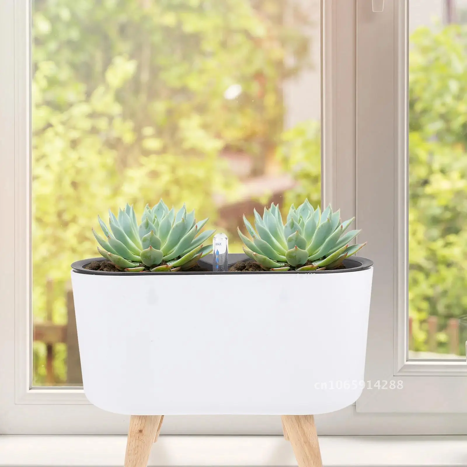 

Rectangle Planter Gauge with Legs and Water Self Planting White Watering Level Pots