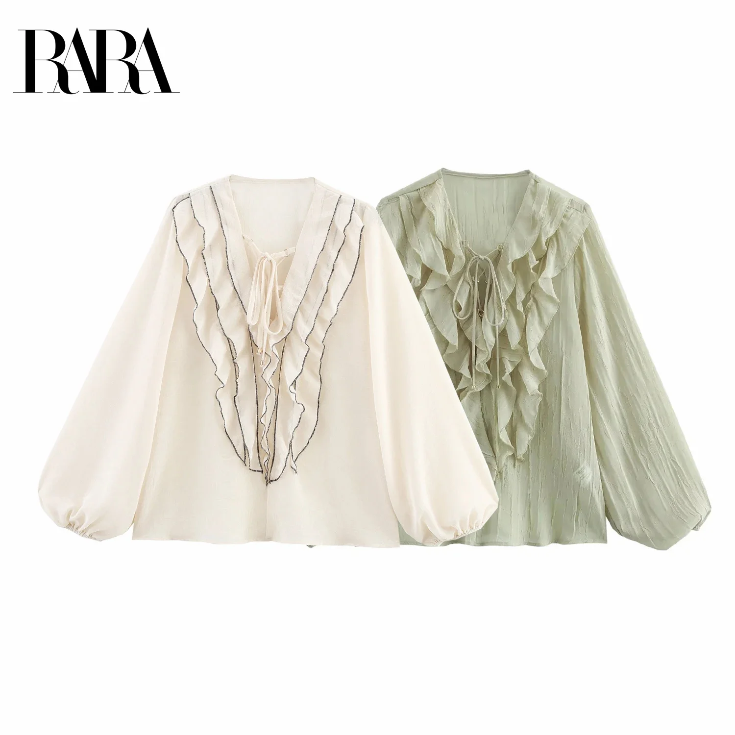 

RARA2025 New Summer Women's Casual All-match French Fashion Layered Decoration Translucent Long-sleeved Shirt