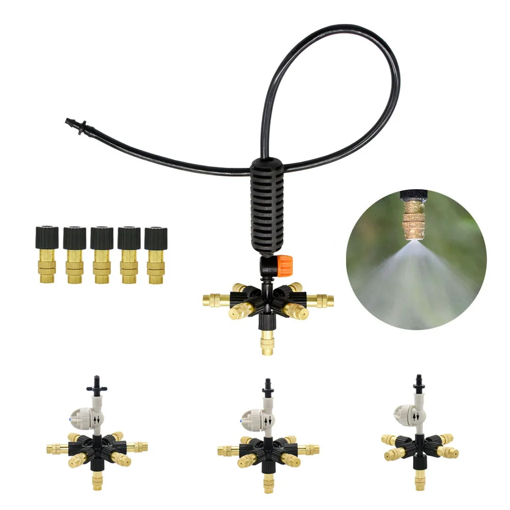 Garden Greenhouse Atomization Irrigation System 4/5/6/7 Way Adjustable Brass Sprayer Kit Park Botanical Garden Landscaping Tool