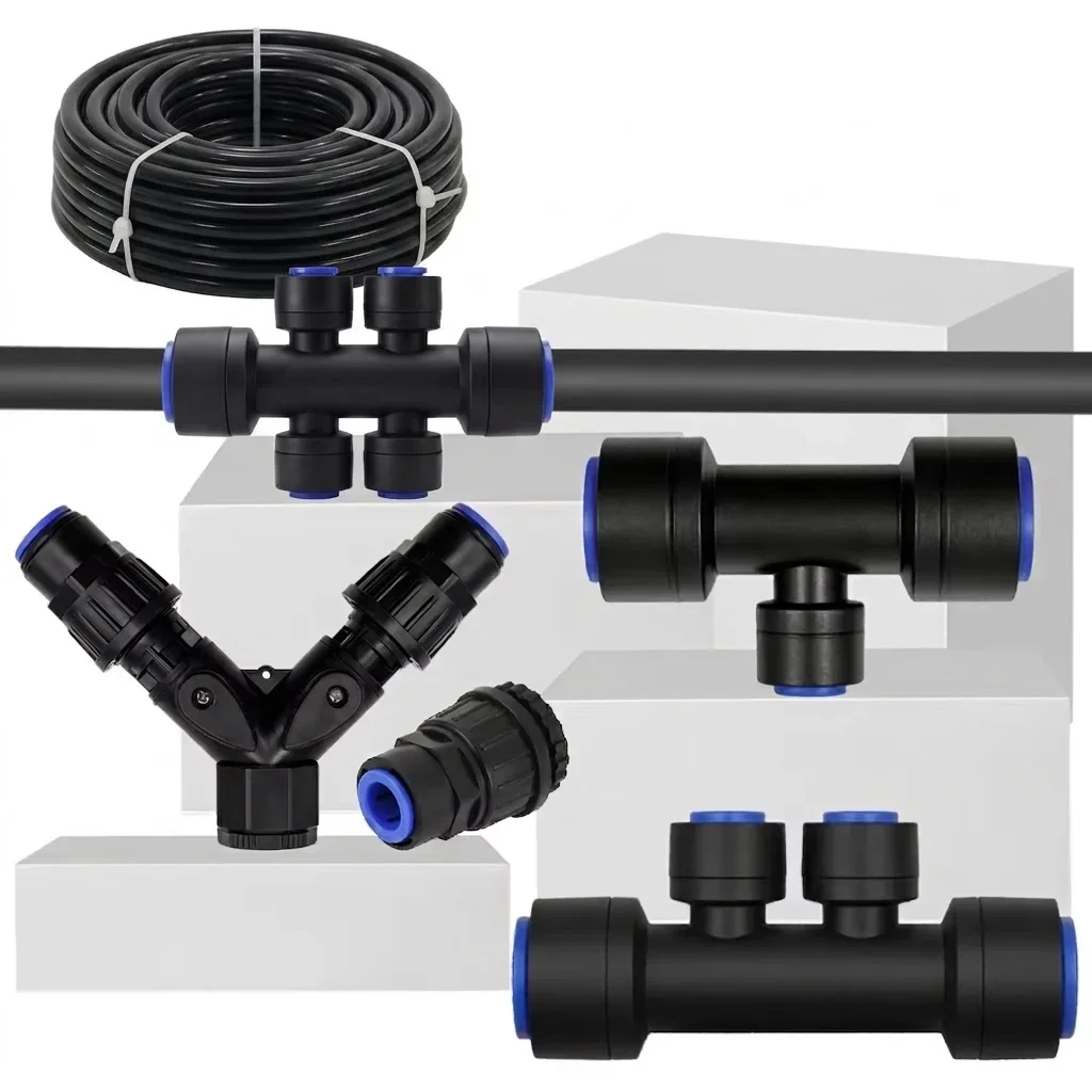 Ball Valve Adapter 12 to 6mm Quick Connector Joints Tee Taps 3/8 Inch OD 12mm PE Hose Irrigation Watering Fitting for Garden