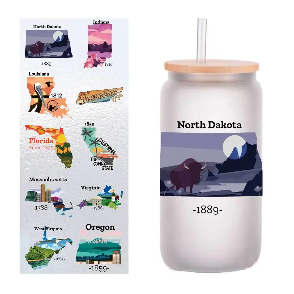 

10 pieces/pack cartoon geographical graffiti UV transfer sticker Crystal label glass sticker set at four inches.