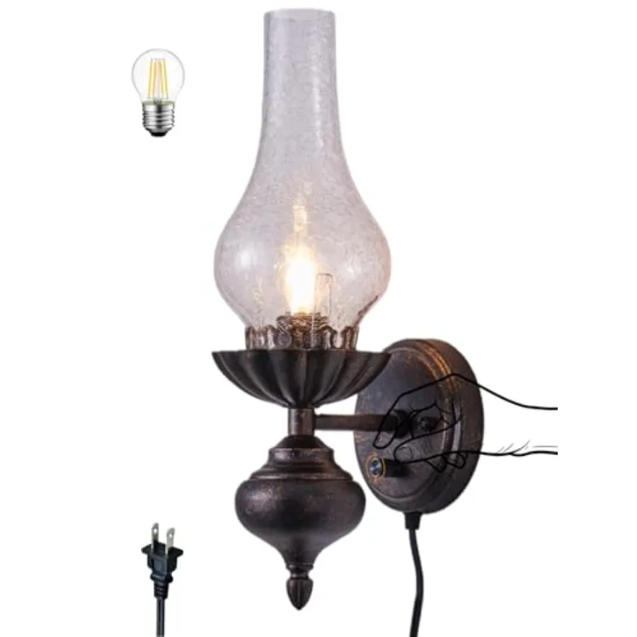 

Vintage Wall Sconce, Antique Bronze Finish Rustic Wall Lamp, Farmhouse Industrial Glass Shade Lighting Fixture for Bedroom Livi