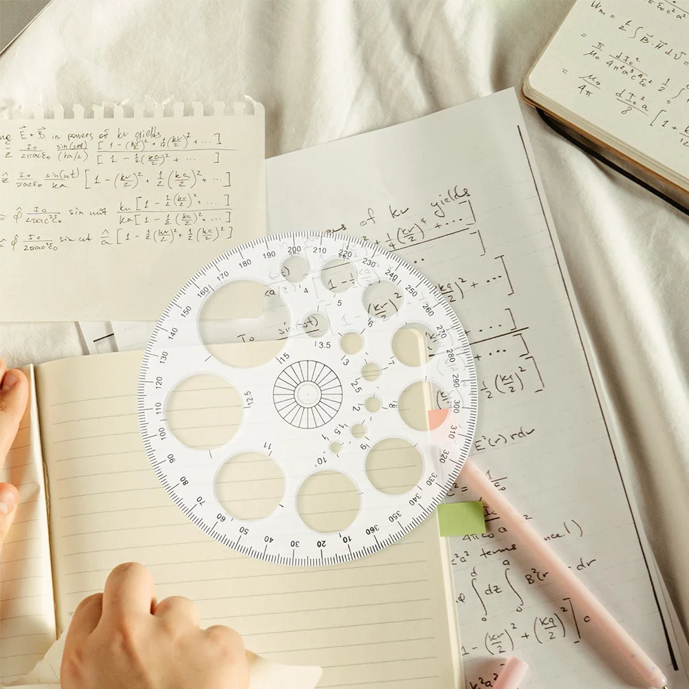 8Pcs 360 Degree Protractor Circle Protractor Tool for Geometry Math Drafting Reusable Clear Measuring Ruler for School Office