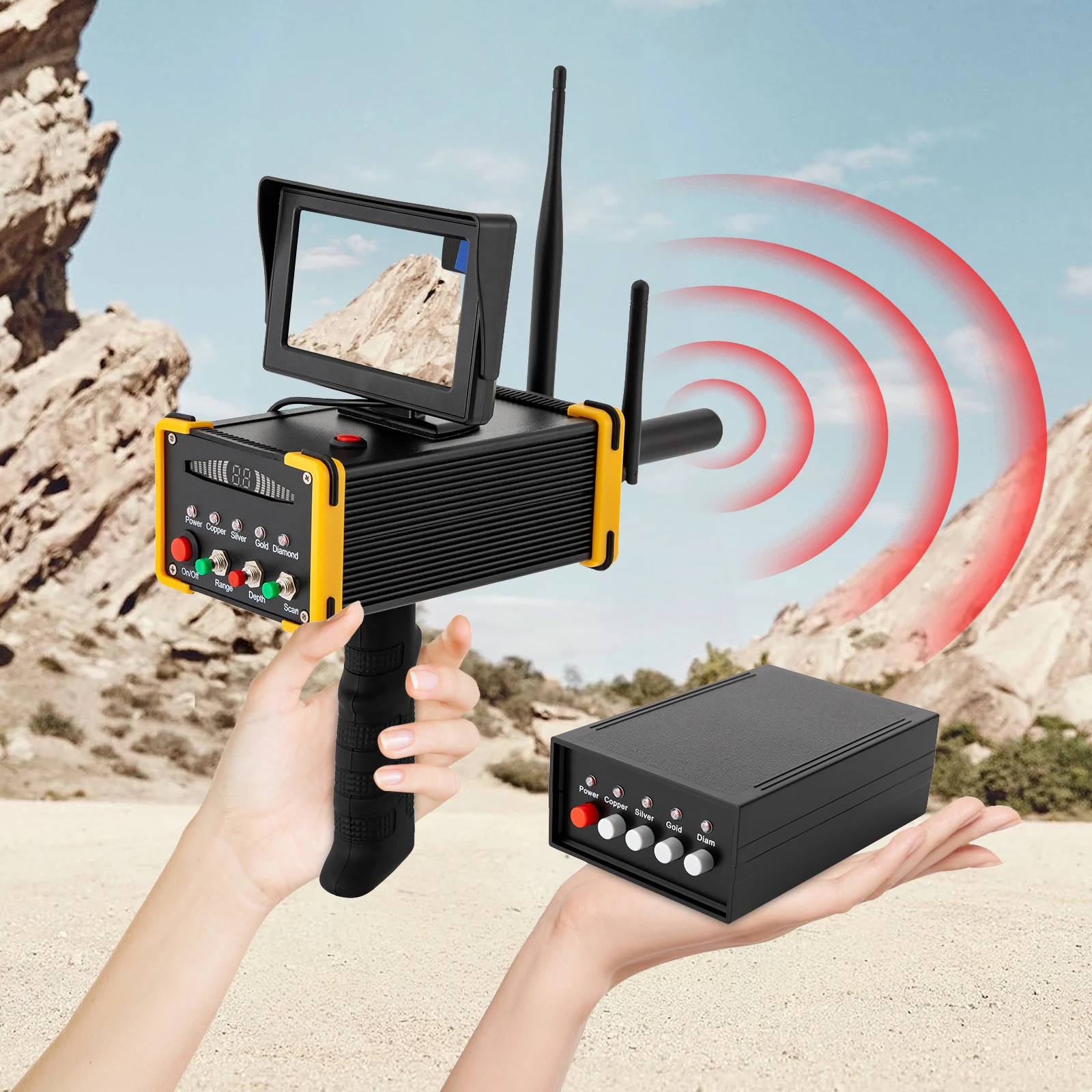 Metalldetektor Goldfinder Unterirdischer Metallscanner mit hochauflösendem Bildschirm für Gold, Silber, Kupfer, AC100-240 V (US-Stecker)