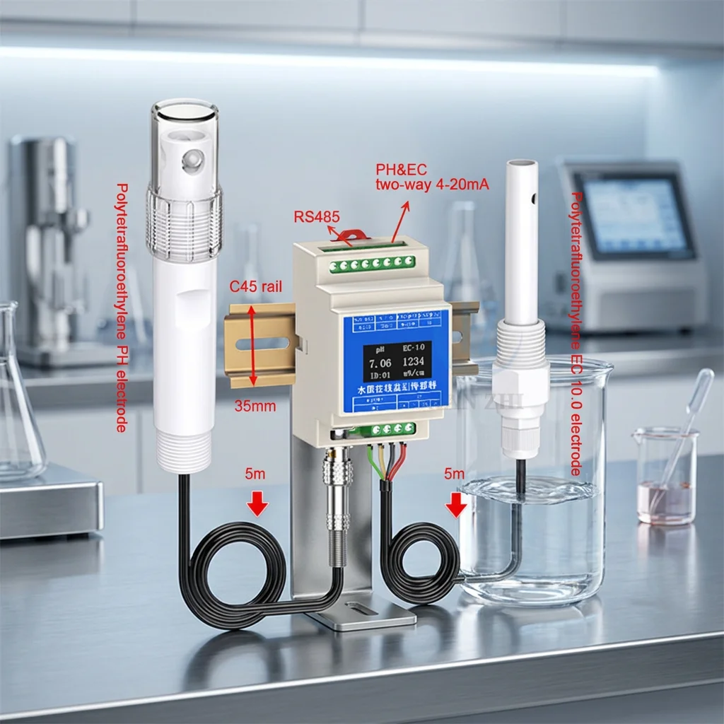 5 in 1 Water Quality Sensor pH EC TDS Salinity Temperature Multi-parameter Probe,RS485 Modbus Water Sensor