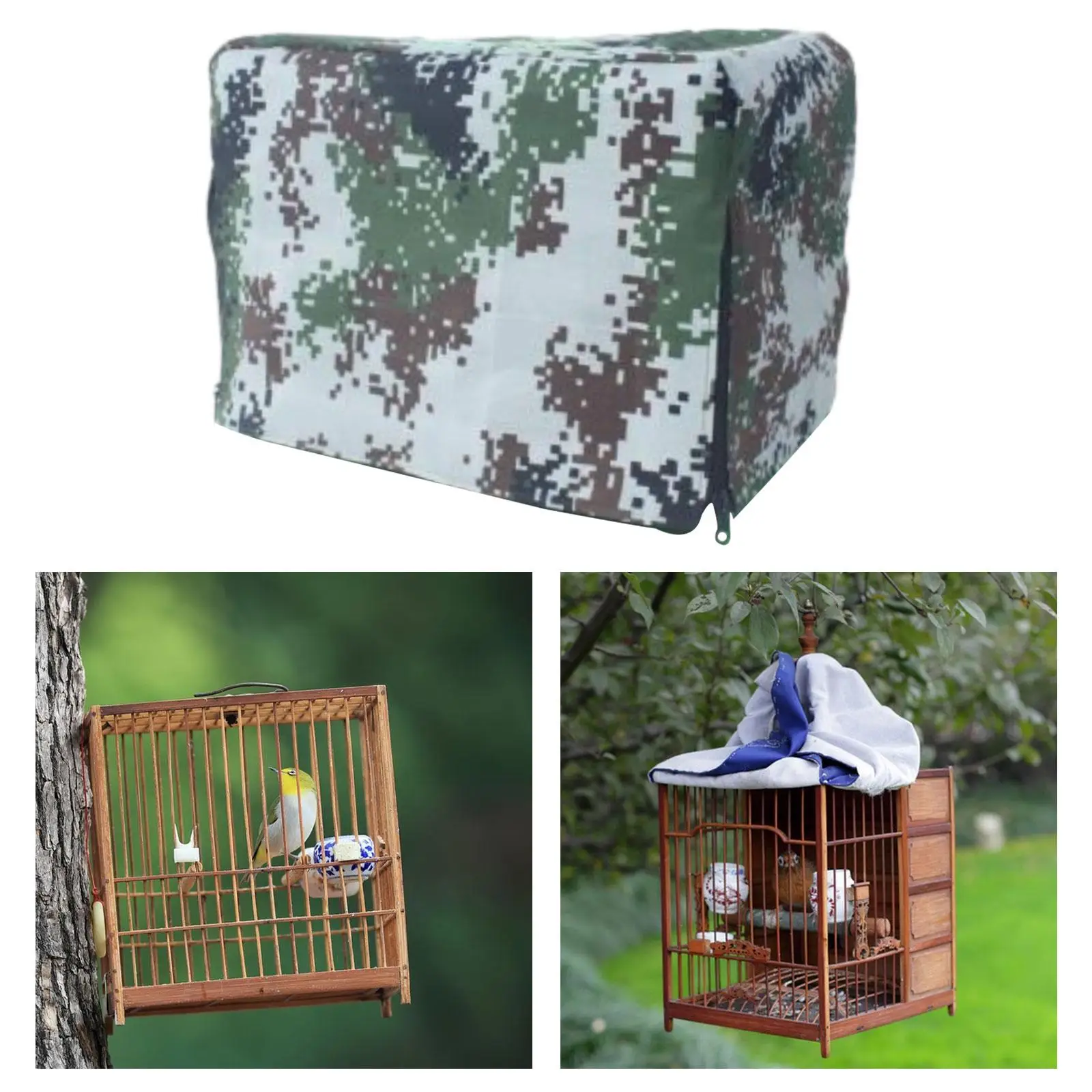 Birdcage Cover Shade 15.7x12x11inch Collapsible Sturdy Accessories Lightweight Washable Windproof Waterproof Camouflage