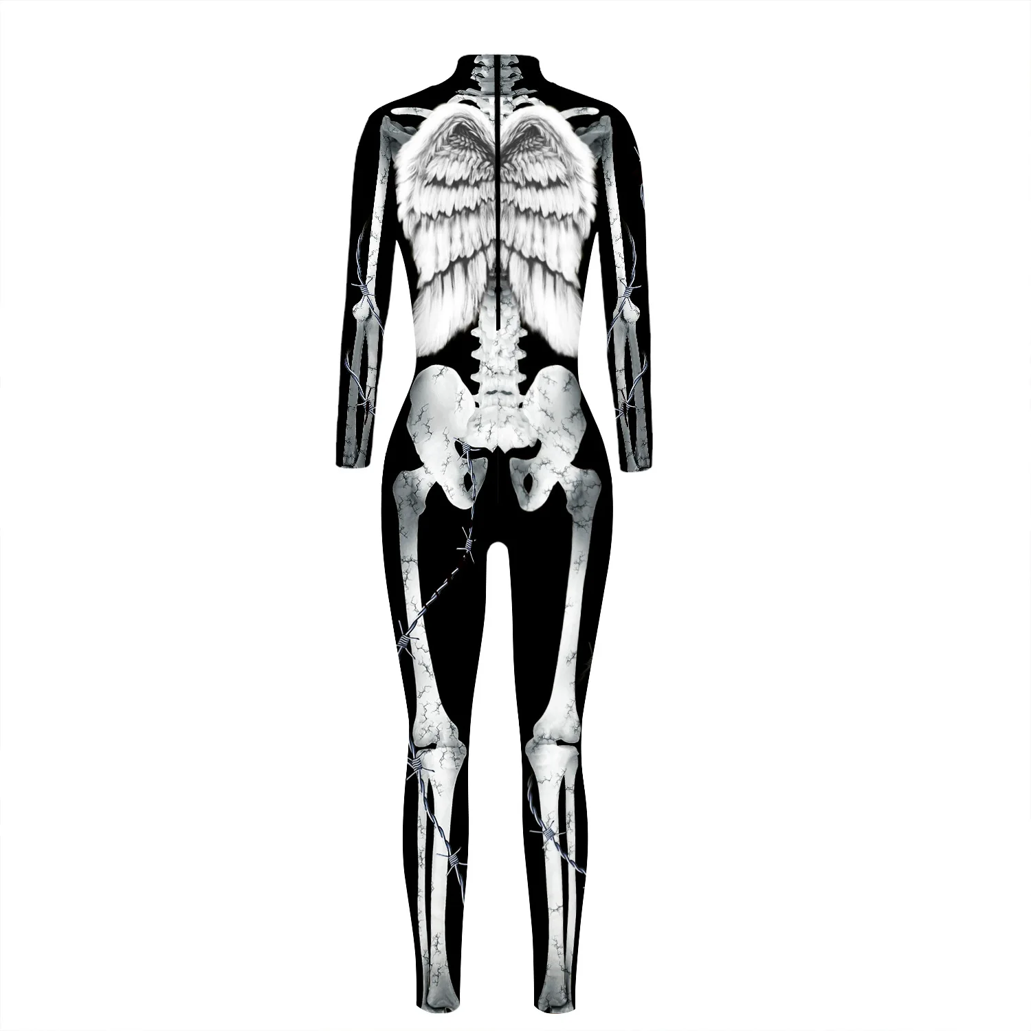 Cosplay-Kostüm Zentai-Bodysuit Fancy-Anzug Halloween Skelett Punk Gothic Damen Sexy Totenkopf-Skelett Slim Jumpsuit – Detail 11