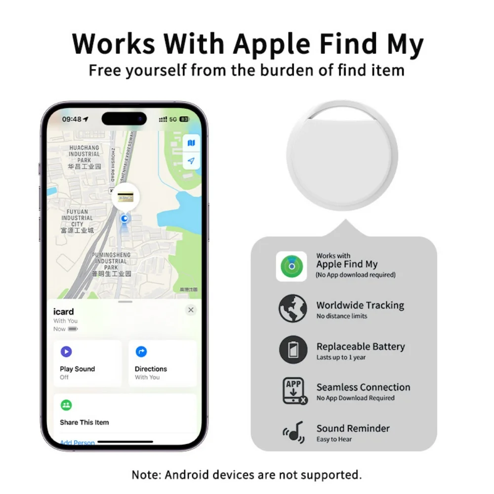 Mini Bluetooth GPS Tracker for Apple Find My Anti-Lose Reminder Sound Alarm Smart Tag Key Finder Dog Wallet Luggage Locator