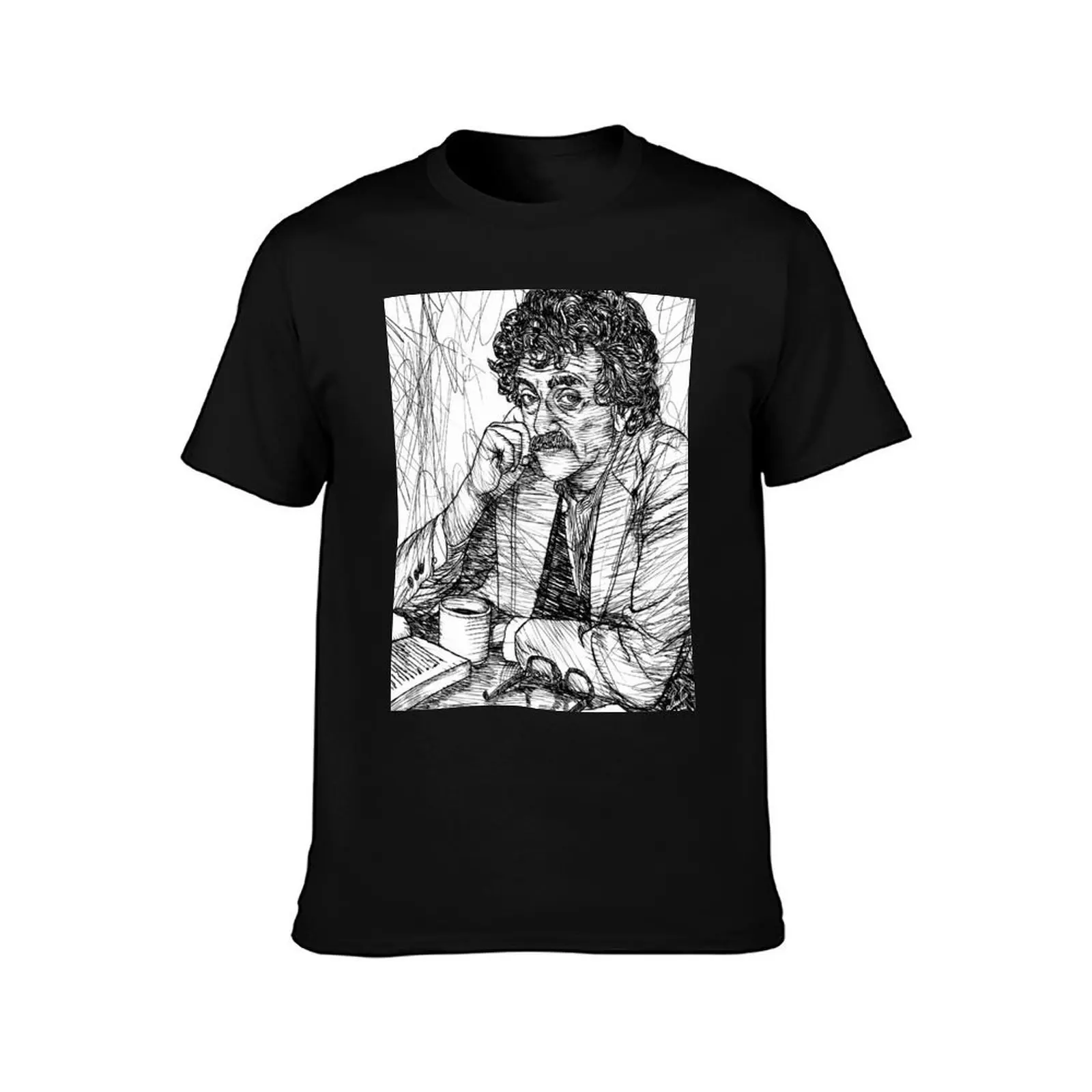 KURT VONNEGUT ink portrait .1 T-Shirt Summer Casual Cotton Tee Oversized Streetwear Tops Vintage Graphic Print 100% Cotton