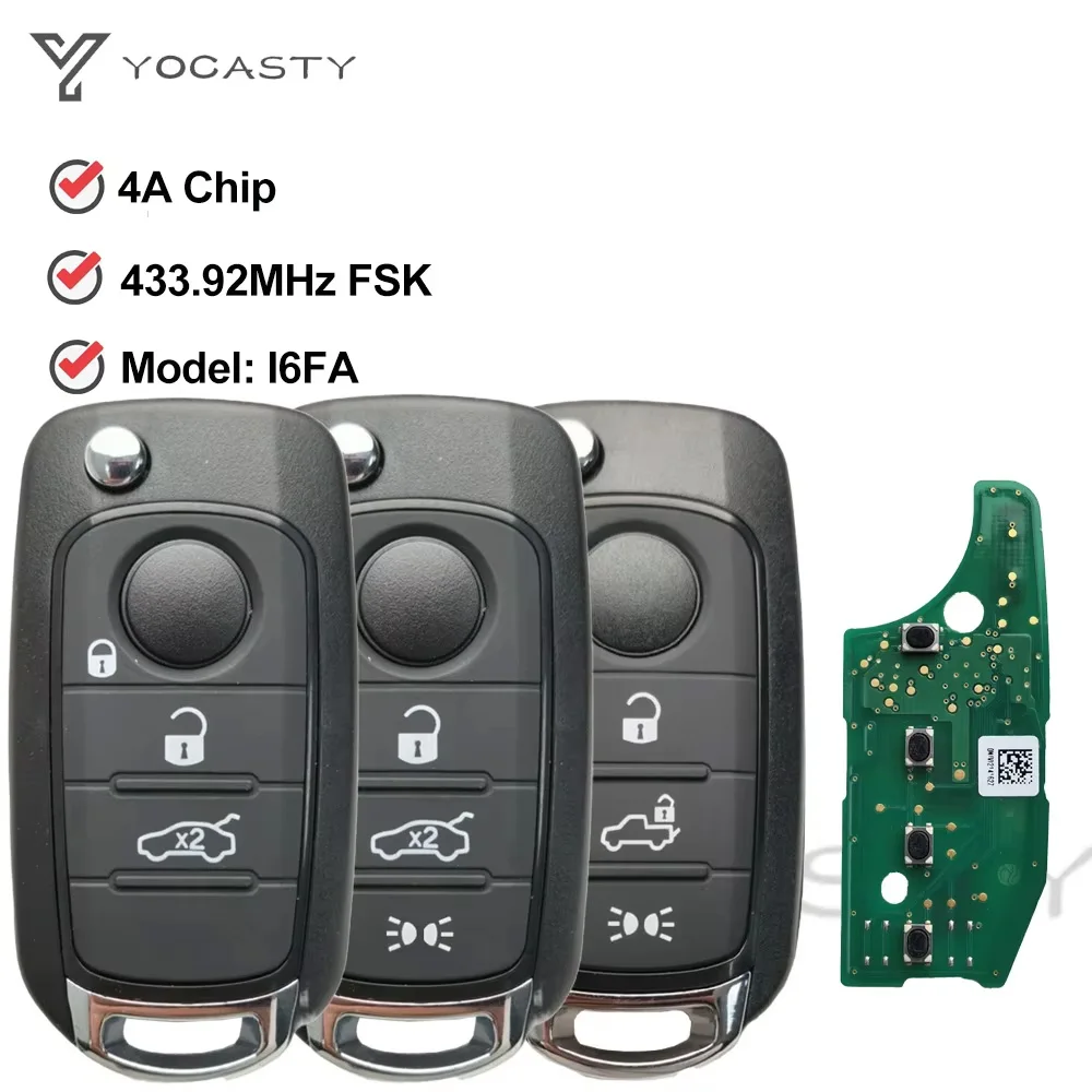 

YOCASTY OEM PCB 2ADPXFI5AM433TX Flip Remote Key 433Mhz 4A Chip For FIAT 2016 2017 2018 Tipo Nuovo Grazie 500X Egea Fiat
