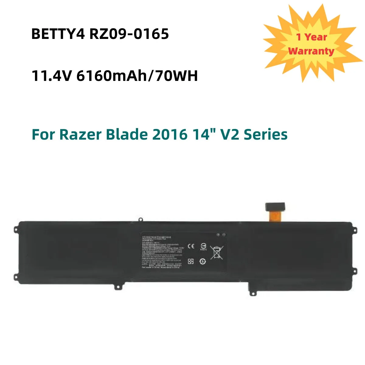 BETTY4 Laptop Battery for Razer Blade 2016 14