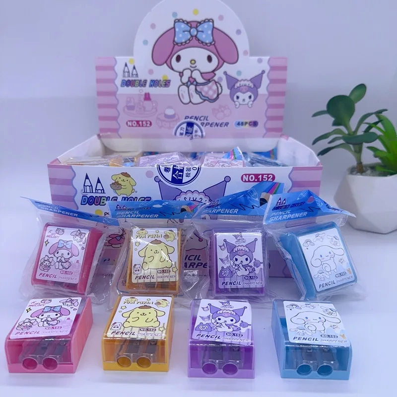 48pcs Sanrio Creative Cartoon Backpack Modeling Pencil Sharpener Children ' S Mini Double Hole Pencil - Sharpener Student Statio