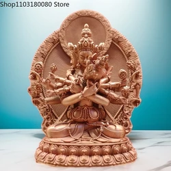 11cm Red Copper Carving Guhyasamaja Buddha Statue Tibet Buddhism Tantra Akshobhyavajra Small Statue
