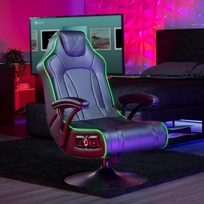 X Rocker Pedestal Gaming Chair, Use with All Major Gaming Consoles, Mobile, with Armrest, Bluetooth Audio