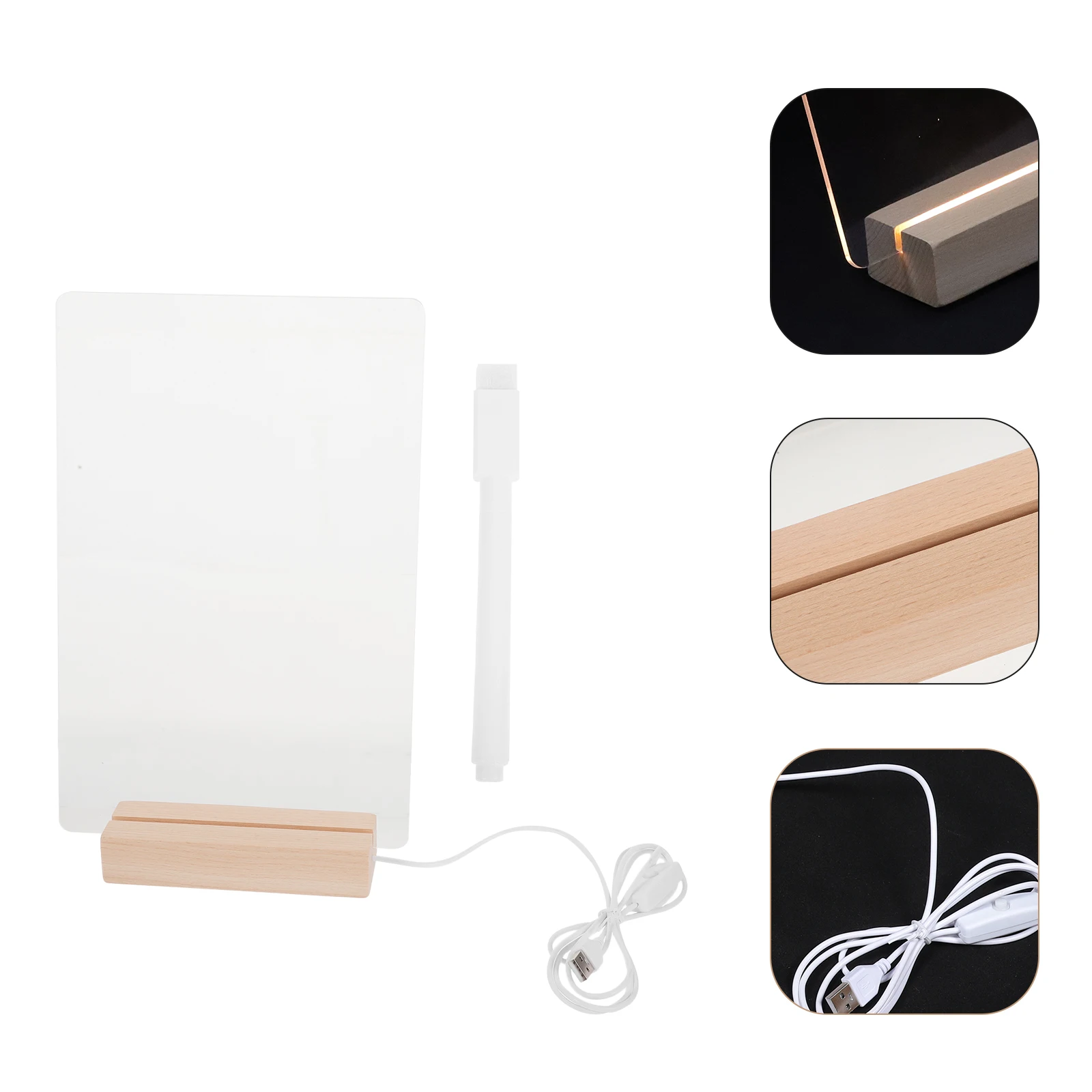 

Glowing Acrylic Message 20x30cm Transparent Dry Erase Memo Board Home Office Supplies Luminous Note Board Writing Desk Accessory