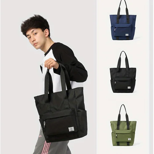 Bolso de hombro Simple para hombre, bolsos Oxford de gran capacidad con asa superior, bolsos con múltiples bolsillos para estudiantes, poner el libro