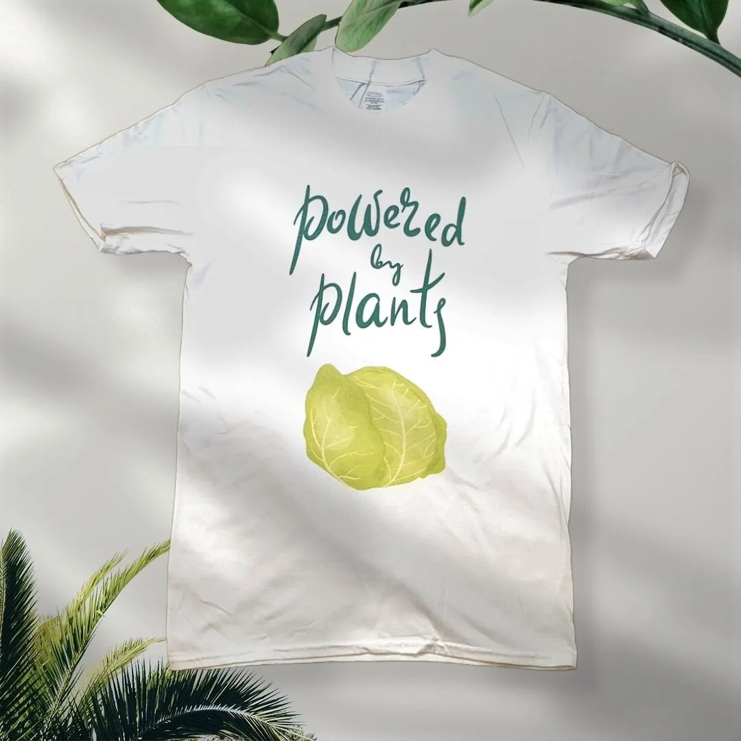 Powered By Plants Vegan White T shirt sizes available S 3XL Personalisation upon request