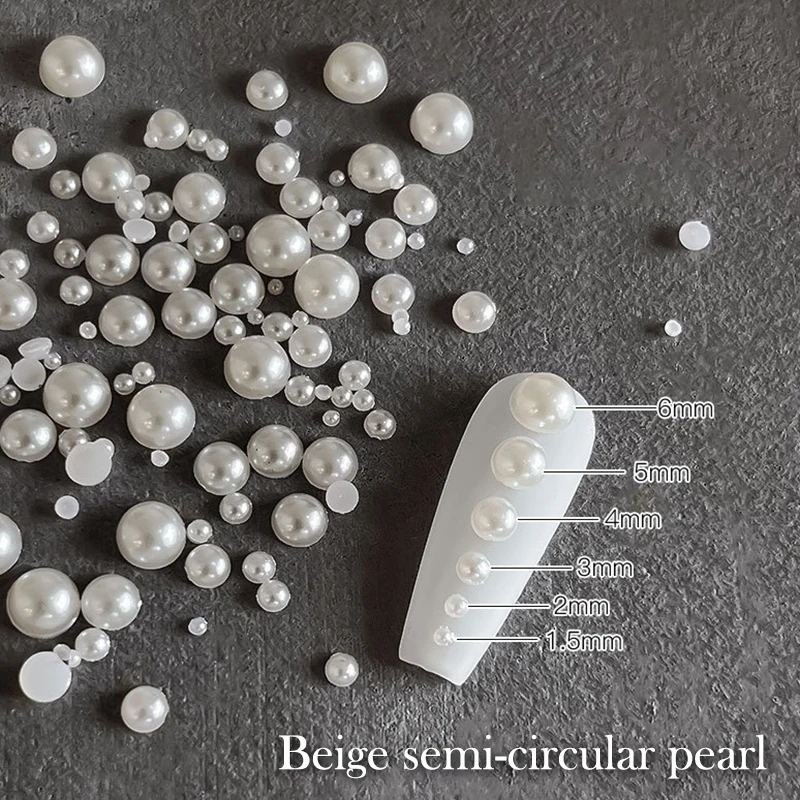 1 zak halfronde parel nagelbedels witte parels 3D kaviaarkralen manicure benodigdheden plaksteen pareldecoratie
