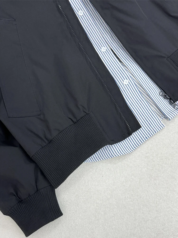 

Cobalt Blue Men's Flight Jaet MA Baseball Sle Stand Collar Trendy Youth Polyester Fiber Windproof ort Coat Zipper Closure