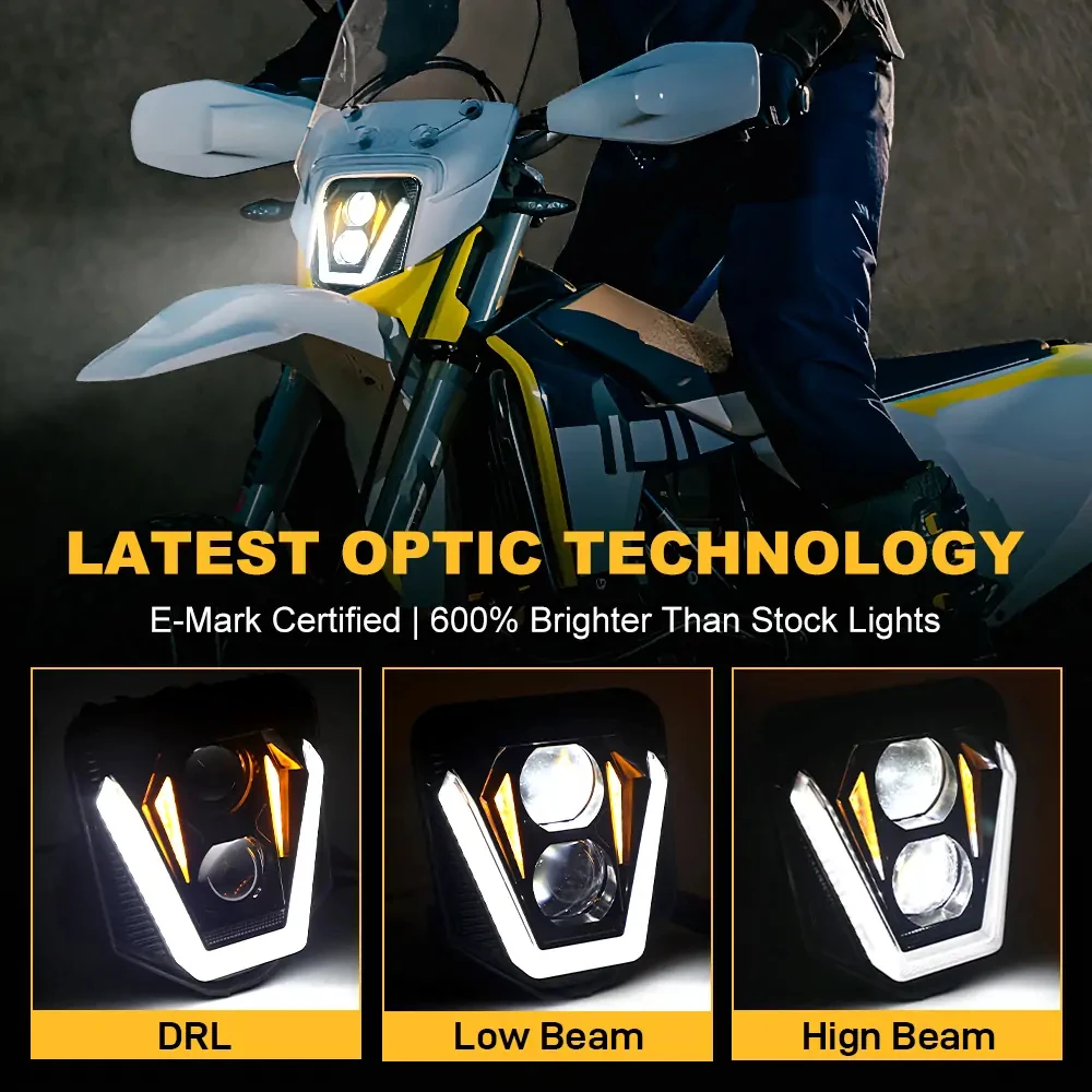 Reflektor motocyklowy LED do Husqvarna TE FE TC FC 125 250 300 350 450 501 701 250i 300i Enduro Dirt Bike Moto Headlamp