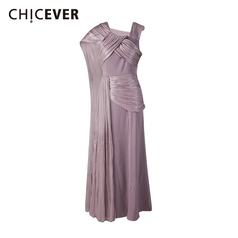 

CHICEVER Purple Spliced Bandage Elegance Dress Female O Neck Sleeveless Irregular Party Women's Dresses Summer Style Fashion New