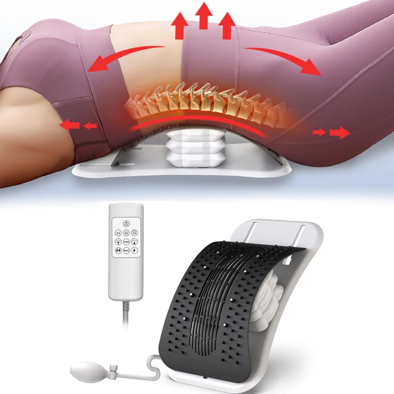 

Электрический и ручной растяжитель спины 2 в 1, устройство для вытягивания поясницы с подушкой безопасности, массажер для облегчения дискомфорта нижней части спины