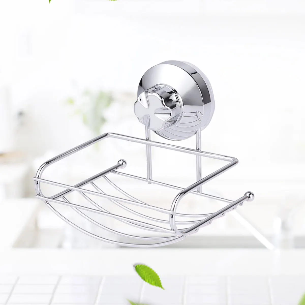 

Stainless Steel Soap Holder Wall Mounted Heavy Duty Suction Cup Drain Design Multifunctional Metal Soap Dish for Bathroom Tiles