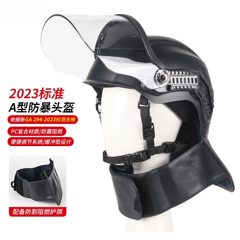 Type A Anti-riot Helmet Tactical Helmet Face Shield Helmet Anti-cut Flame Retardant Leather Neck Guard Neck Safety Protection