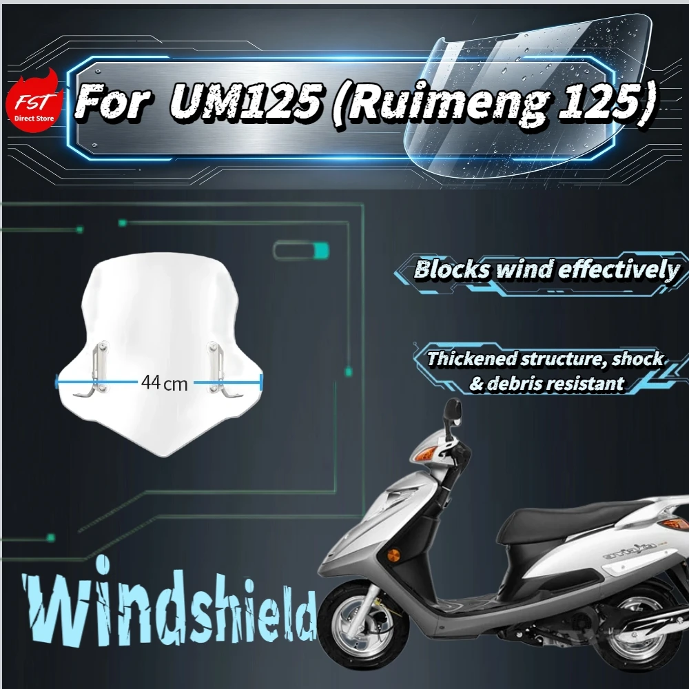 

Fit UM125 Scooter Adjustable Height Windshield High Clear Front Wind Glass Modified Protector Parts