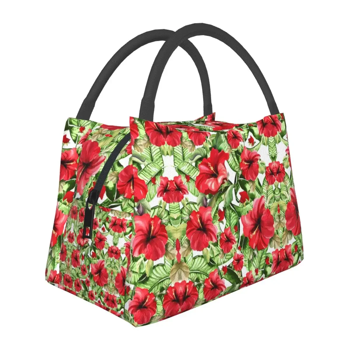 Lily Floral Lunch Bag For Adult 90s Nostalgia Flower Lunch Box Aesthetic School Cooler Bag Portable Oxford Thermal Tote Handbags