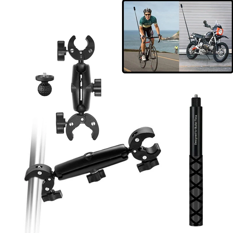 For Insta360 X6 X5 X4 X3 Motorcycle Bike Mount Selfie Stick for GoPro 13 DJI Bicycle Moto Monopod Handlebar Camera Accessories