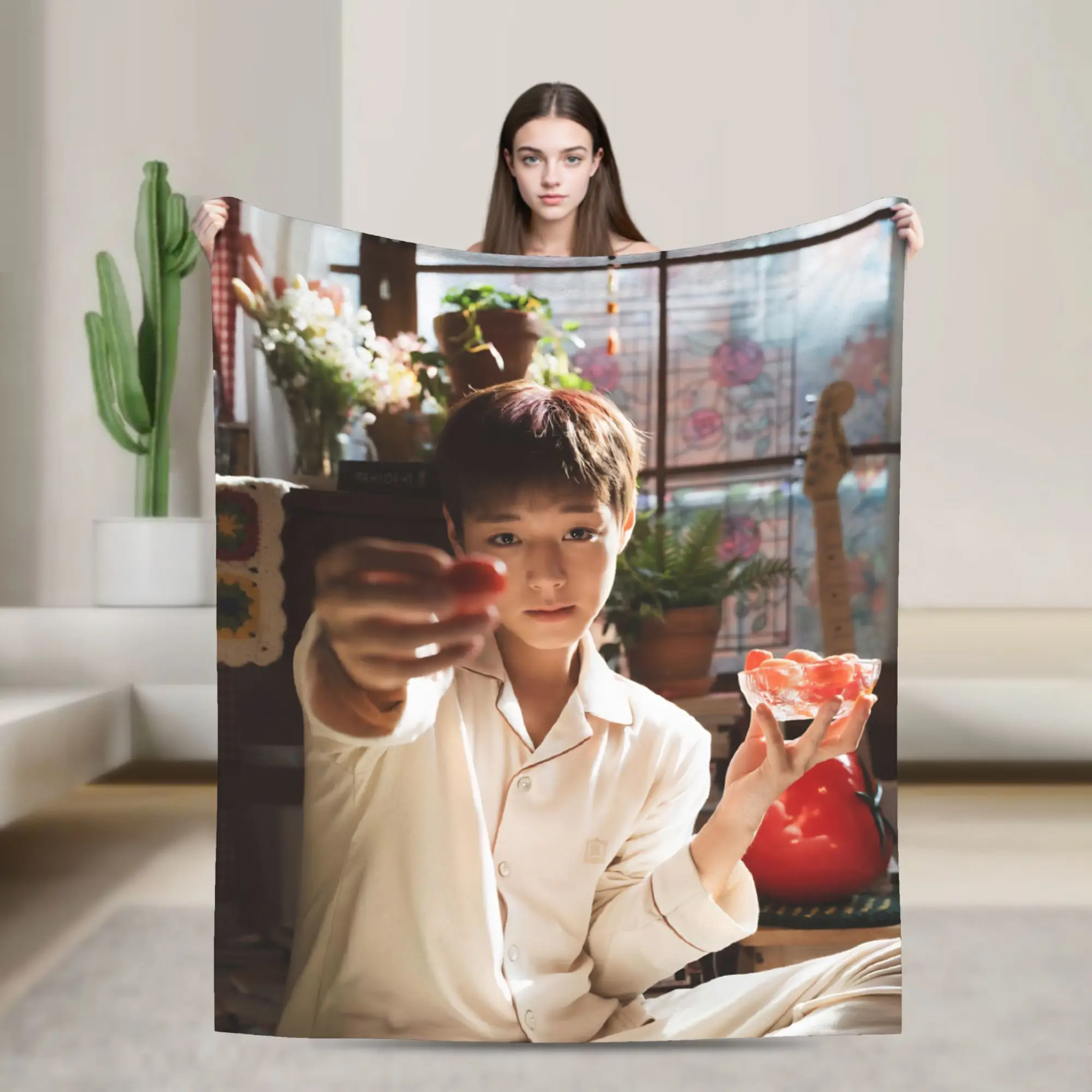 P-Park Ji-hoons Photo  Flannel Blankets Creative Throw Blankets for Home Hotel Sofa  150*125cm Plush Thin Quilt,
