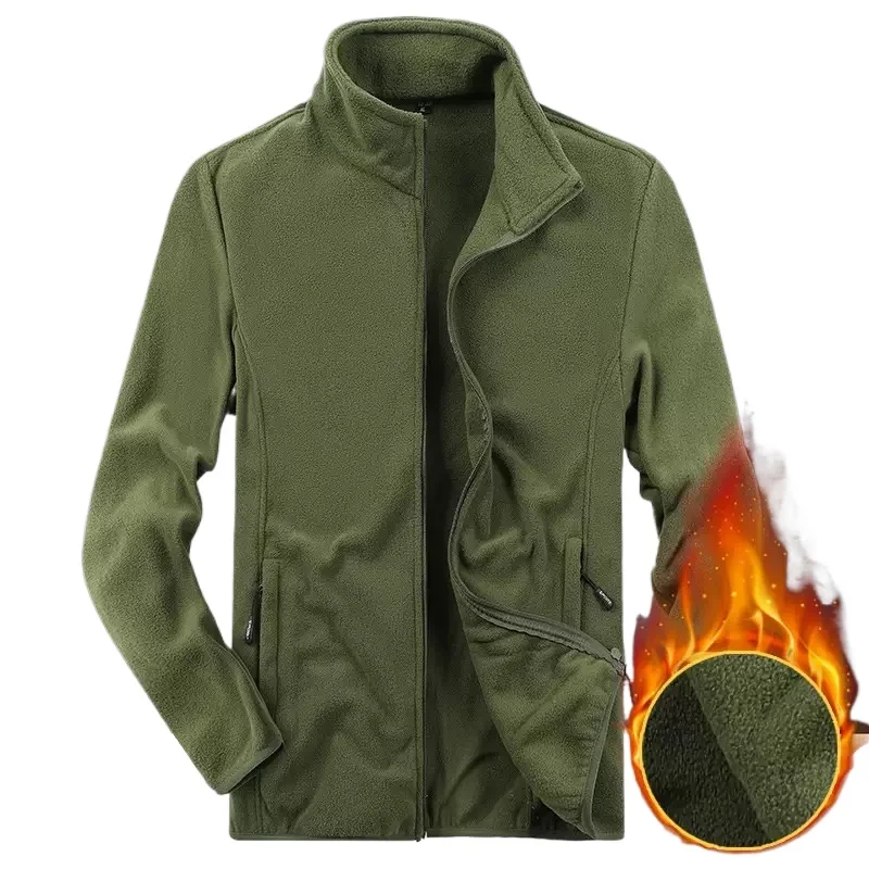 

2025 New Winter Fleece Hiking Jacket Windbreaker for Men Sportswear Wool Lining Thickened Warm Men's Coat Plus Size Overcoat