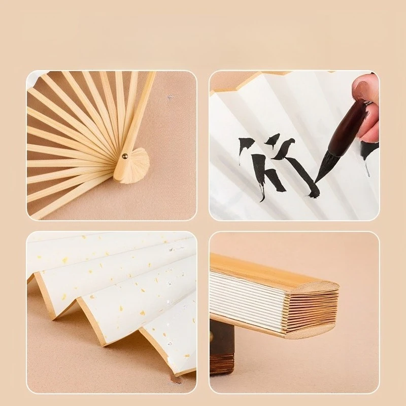 Blank Paper Bamboo Folding Fan Chinese Style Painting Craft Decor Gift Home Ornament Summer Cooling Hand Fan