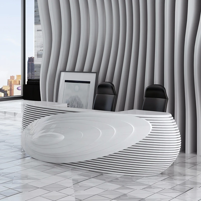 Modern Salon Reception Desk Counter White Premium Checkout Executive Spa Reception Desk Clinic Theke Rezeption Furniture HDH