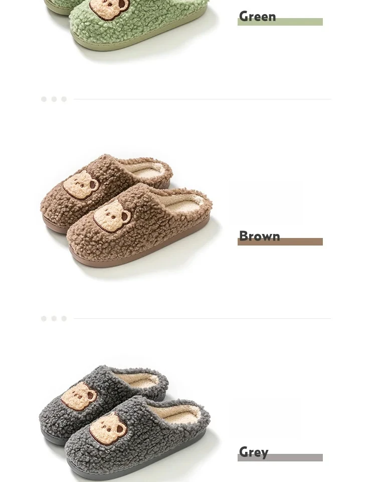 TZLDN Mode männer Hausschuhe Winter Warme Cartoon Bär Schöne Innen Weiche Sohle Nicht-slip Schlafsaal Kausalen Hause Plüsch schuhe Paar – Detail 19