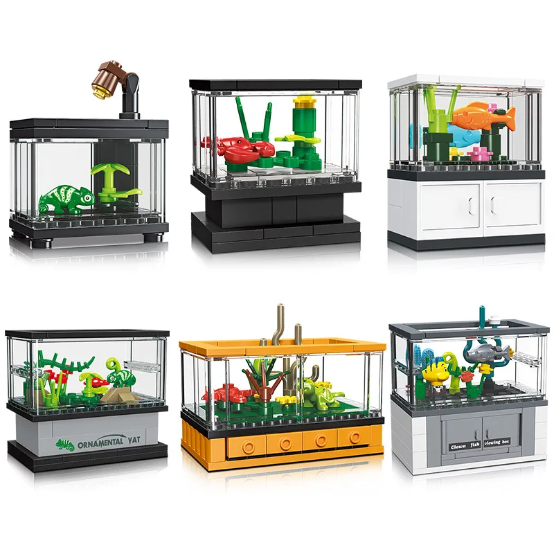 

Fish Tank Building Blocks Set Pet Creative Moc Diy Educational Assembly Model Home Furniture City Building Blocks Children Toys