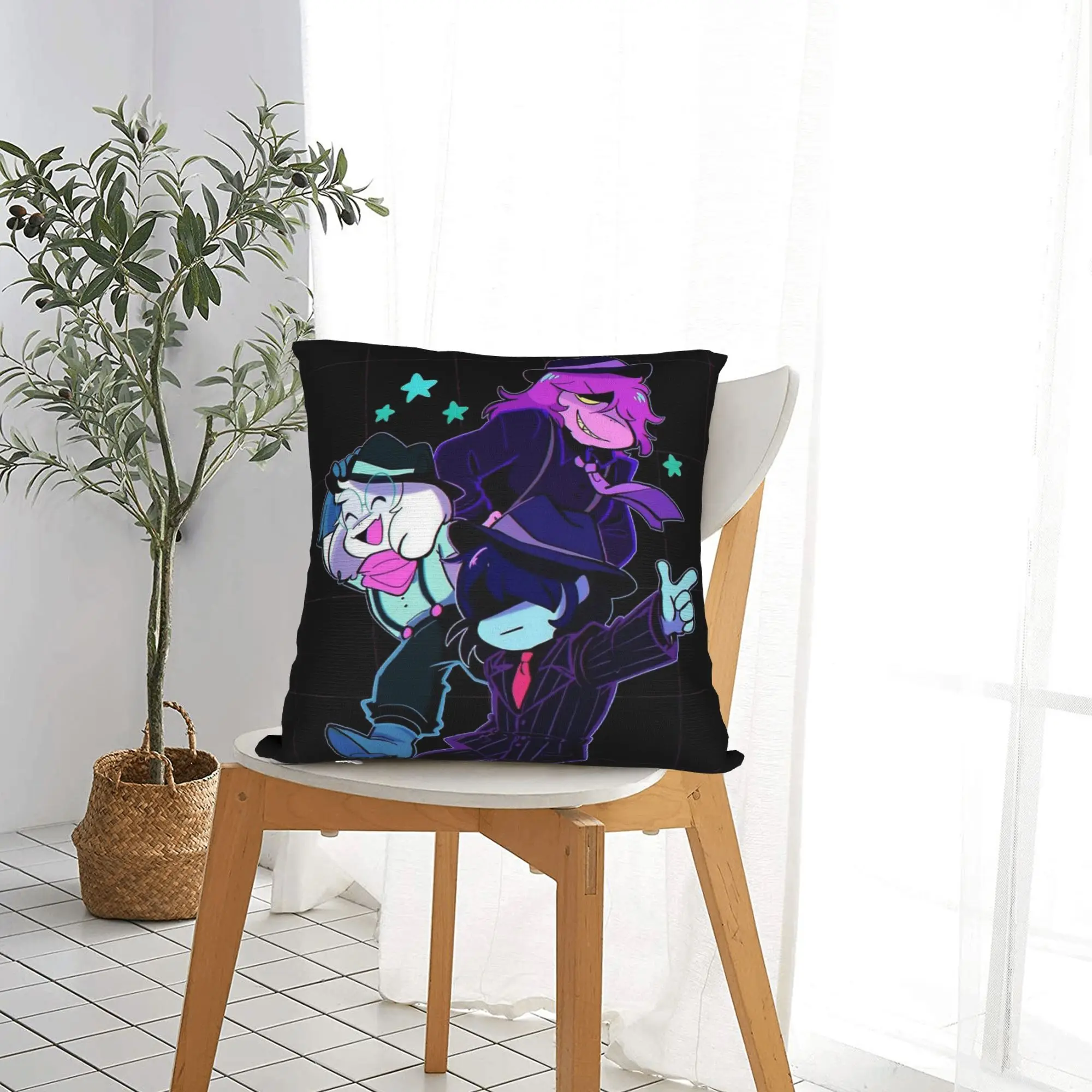 Deltarunes Kris Ralsei Susie Pillowcase Double-sided Printing Cushion Cover Decoration  Throw Pillow Case Cover Home Square
