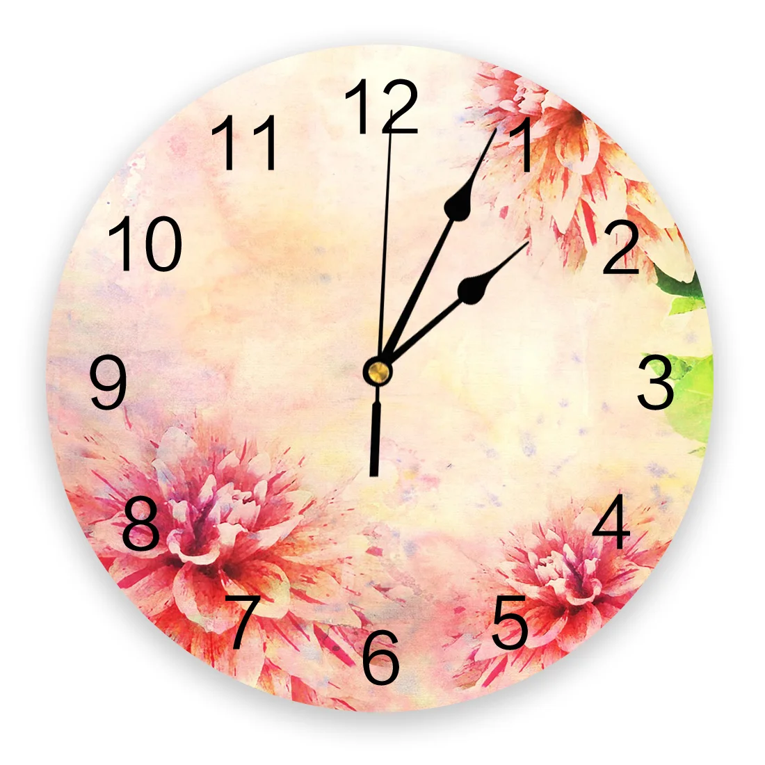 Flowers Dahlia Colored Wall Clock Bedroom Silent Wall Digital Clock Living Room Decor Wall Clock Modern Design