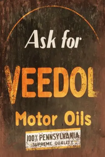 Veedol Motor Oil Aged Look Vintage Retro Style Metal Sign Plaque