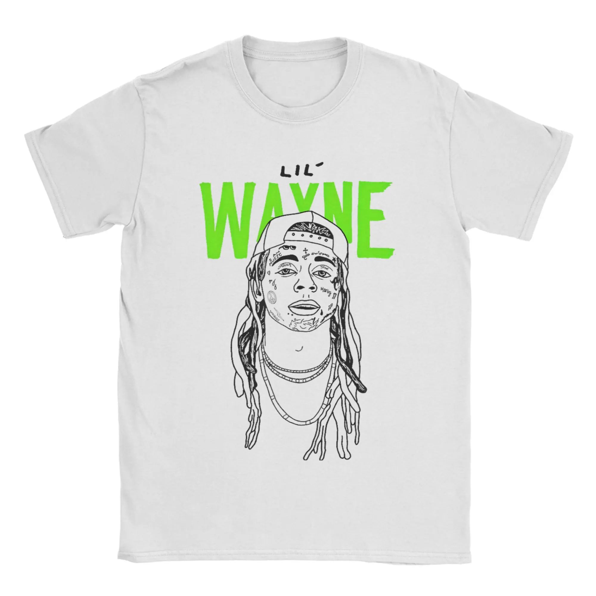 Novelty Lil Wayne Illustrated Face Logo T-Shirt Men Crew Neck 100% Cotton T Shirts Short Sleeve Tees Plus Size Clothes