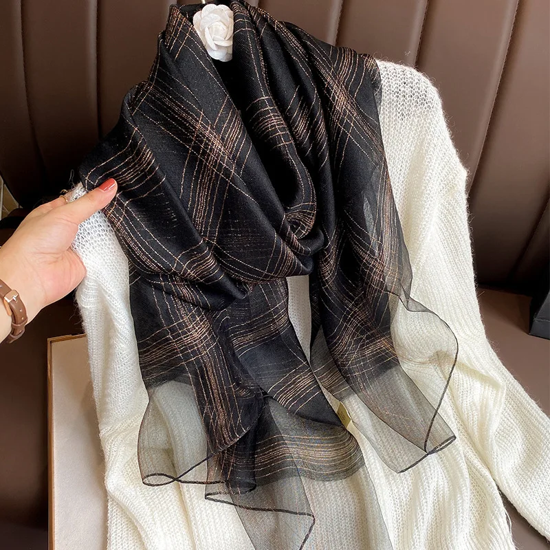 Spring New Korean Style Breathable Lightweight Scarf Women\'s Fashion Temperament Long Shawl Keep Warm Temperament Silk Scarf