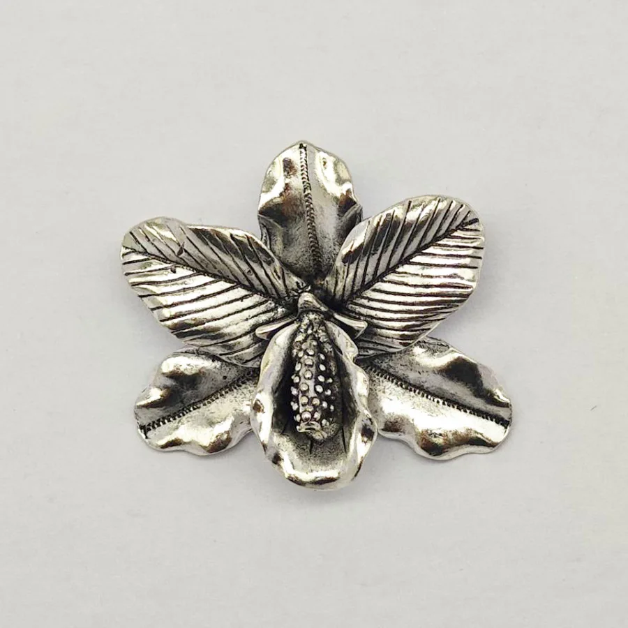6pcs/pack Wholesale Alloy Silver Color Tone Orchid Pendant Apricot Flower Shaped Charm Pendants Craft DIY Findings