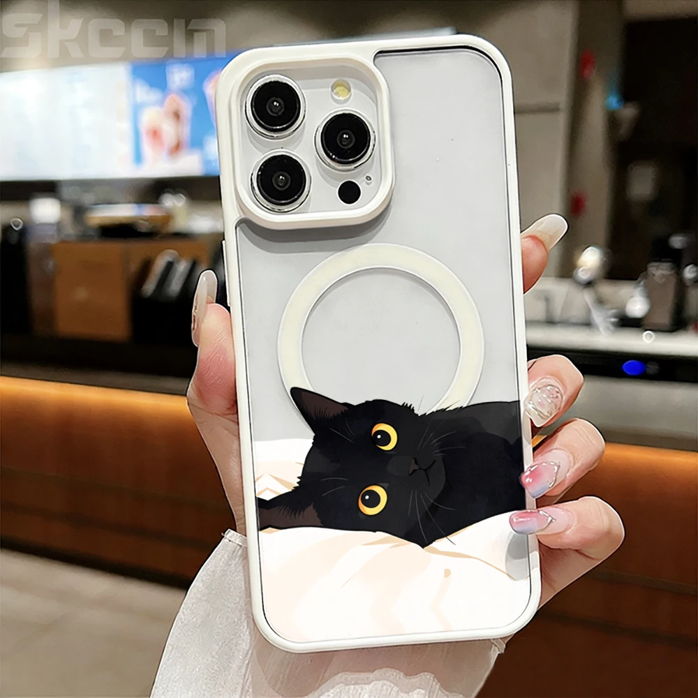 Amiable Kitten Ästhetische Klare Hülle für iPhone 17 16 11 12 15 Pro Max 13 14 Plus Hüllen für Magsafe Kabelloses Laden Sturzsichere Abdeckung – Detail 3