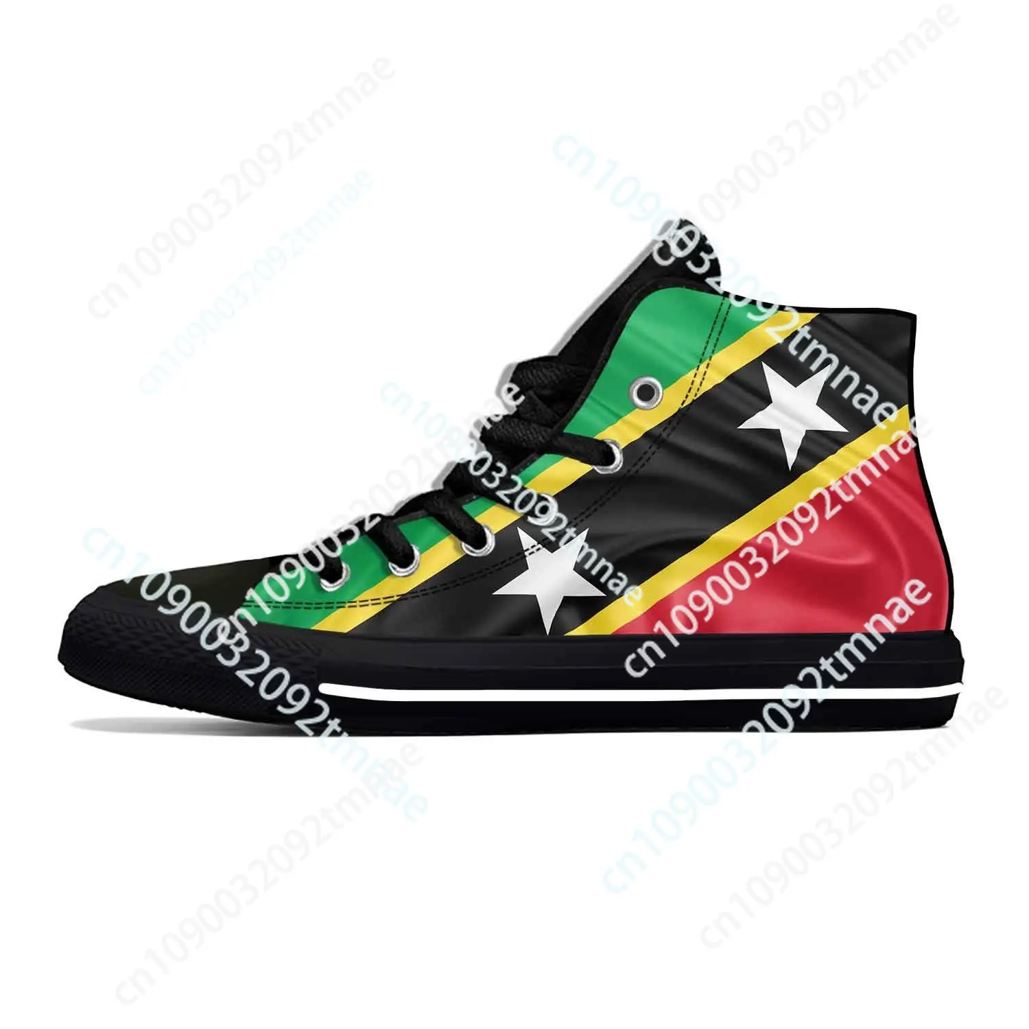 Sapatilhas High Top masculinas e femininas, Sapatos de pano respirável, Sapatos personalizados, Bandeira de São Cristóvão e Cristóvão, Orgulho Patriótico, Engraçado, Casual, Confortável