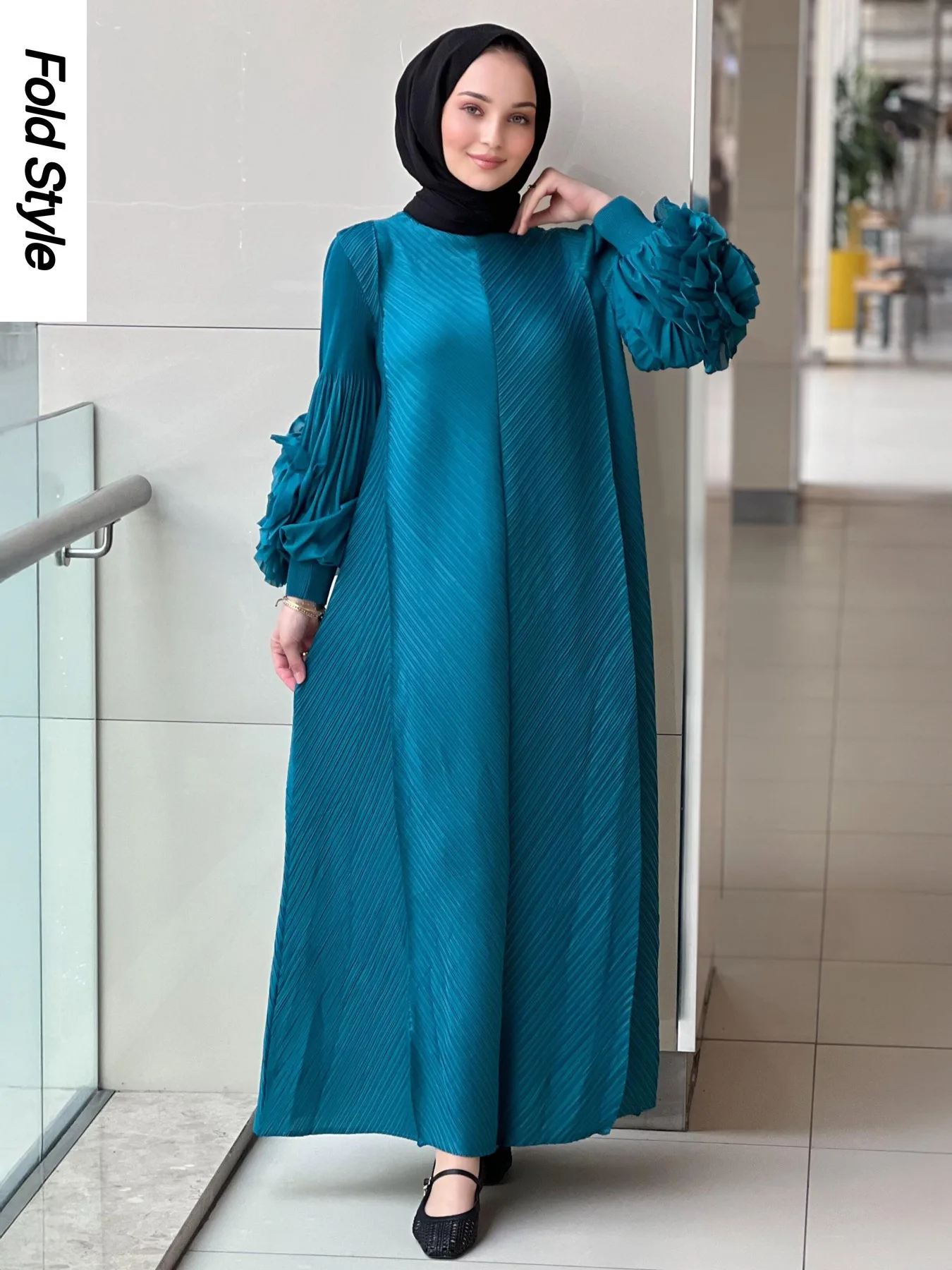 robe-longue-legere-de-luxe-pour-femmes-haut-sens-plissee-col-rond-manches-petales-ample-nouvelle-collection-ete-2025