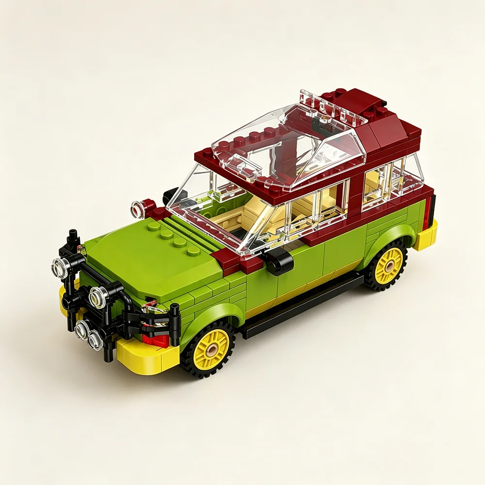 MOC Off-Road Explorer Green Truck Blocks, Miniature Desktop Decor, DIY Educational Toy, Home Aesthetic Lifestyle Art