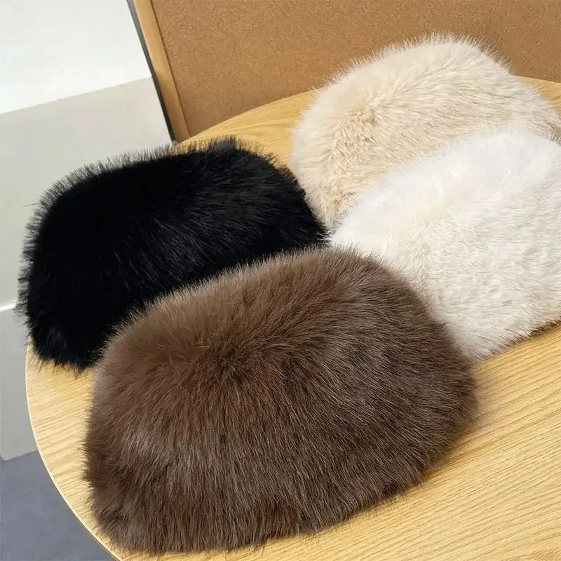 Fluffy Fur Women's Winter Hat Winter Snow Ski Cap Female Faux Fur Thick Warm Windproof Hat Russian Hat Mink Fisherman's Hat