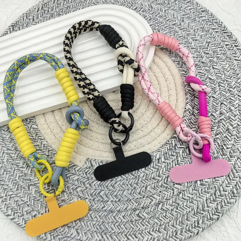 1Pcs Universal Woven Rope Phone Lanyard - Creative Cartoon Wristband with Gorgeous Color, DIY Accessory Pendant